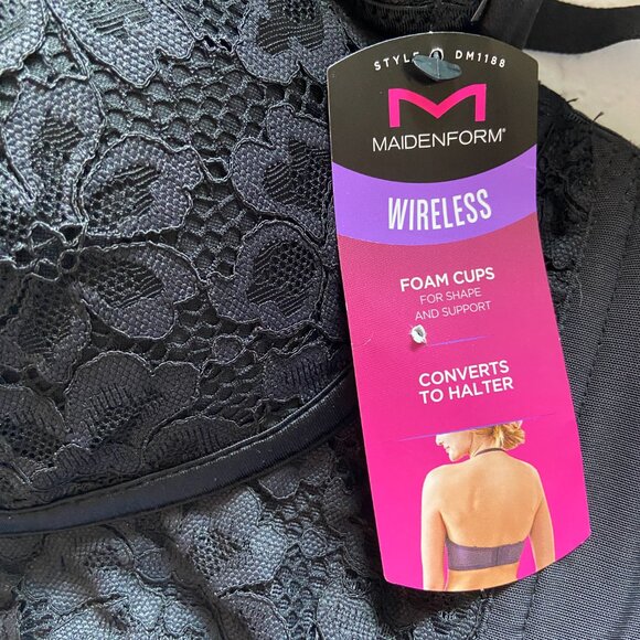 **Maidenform** Wireless Bralette, Convertible 40C Black NWT DM1188 - Picture 5 of 7